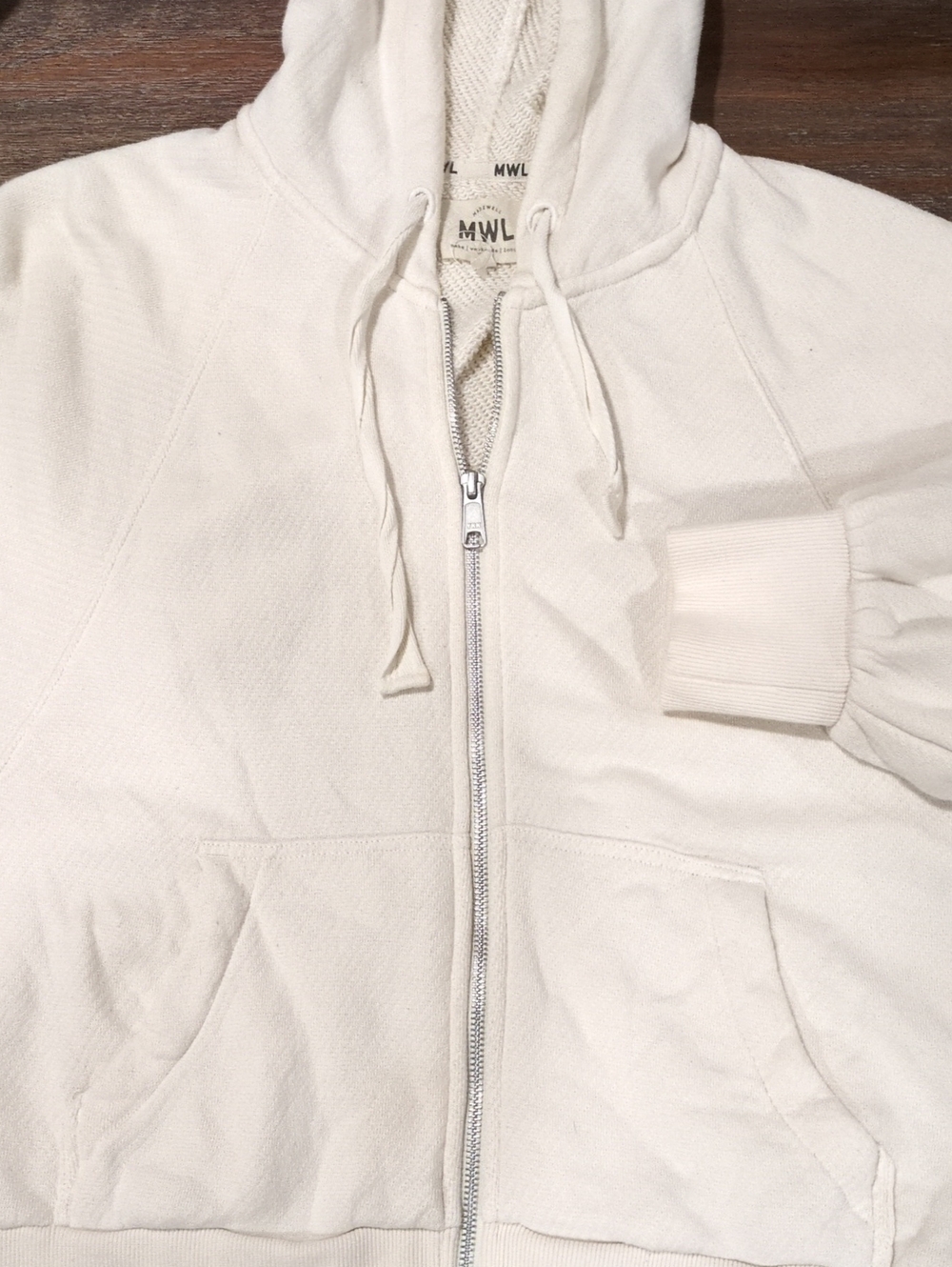 Madewell Cream Full-Zip Hooded Sweater Women's Medium